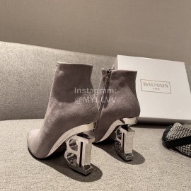 Balmain Fashion Sheepskin High Heel Boots For Women Gray