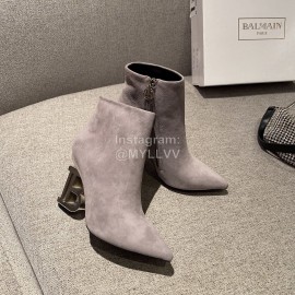 Balmain Fashion Sheepskin High Heel Boots For Women Gray