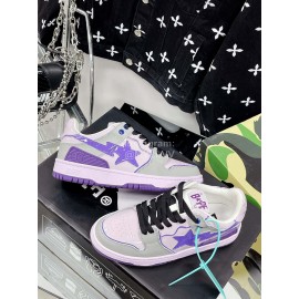 Bape Sta Leather Color Matching Sneakers Purple