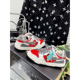 Bape Sta Leather Color Matching Sneakers Red