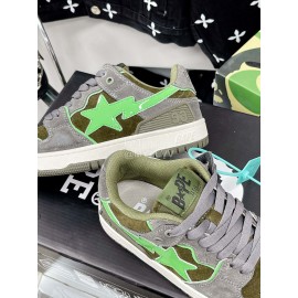 Bape Sta Leather Color Matching Sneakers Green