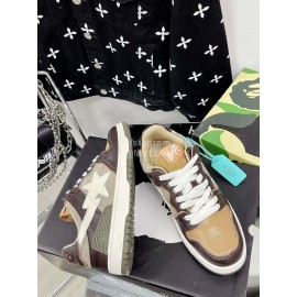 Bape Sta Leather Color Matching Sneakers Brown