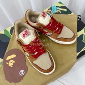 Bape Sta Leather Casual Sneakers Brown
