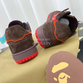 Bape Sta Leather Casual Sneakers Coffee