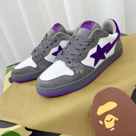 Bape Sta Leather Casual Sneakers Gray
