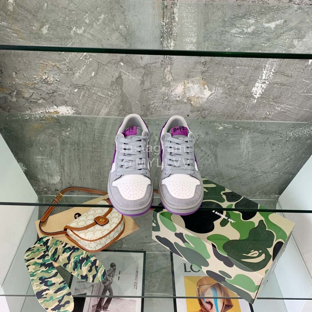 Bape Sta Fashion Sneakers Green For Men And Women Gray