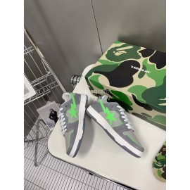 Bape Sta New Leather Color Matching Sneakers Gray