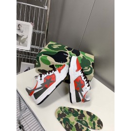 Bape Sta New Leather Color Matching Sneakers Orange Red