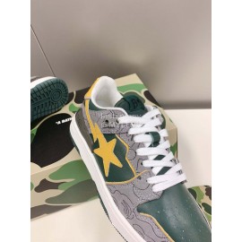 Bape Sta New Leather Color Matching Sneakers Dark Green