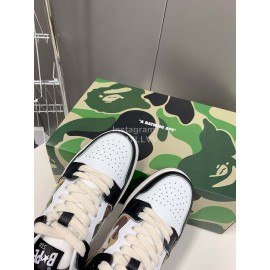 Bape Sta New Leather Color Matching Sneakers Black White