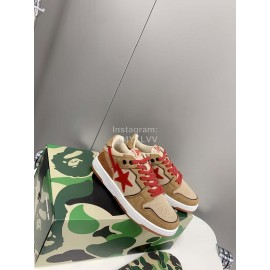 Bape Sta New Leather Color Matching Sneakers Brown