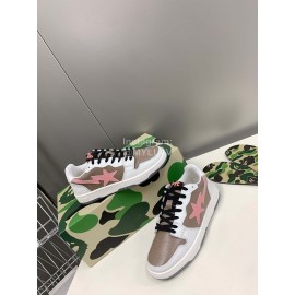 Bape Sta New Leather Color Matching Sneakers Coffee
