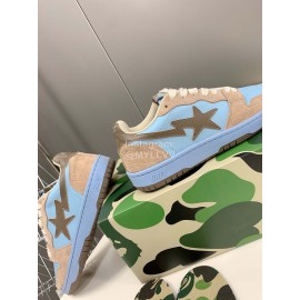 Bape Sta New Leather Color Matching Sneakers Blue