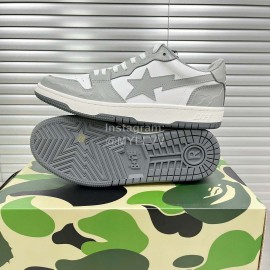 Bape Sta Embroidery Logo Sneakers Gray For Men And Women