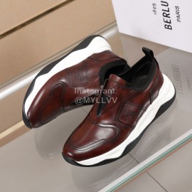 Berluti Calf Leather Thick Soled Sneakers For Men Brown
