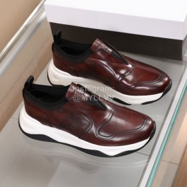 Berluti Calf Leather Thick Soled Sneakers For Men Brown