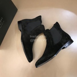 Berluti Autumn Winter Calf Leather Velvet Boots For Men Black