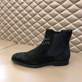 Berluti Autumn Winter Calf Leather Velvet Boots For Men Black