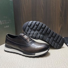 Berluti Calf Leather Casual Sneakers For Men Dark Gray
