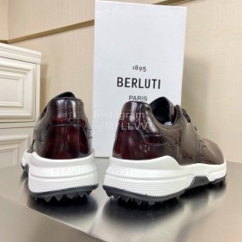 Berluti Leather Lace Up Sneakers For Men