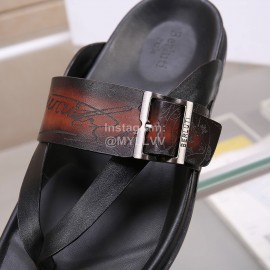 Berluti Egio Scritto Leather Flip Flops For Men Brown