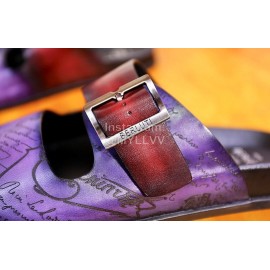 Berluti Egio Scritto Fashion Leather Slippers For Men Purple
