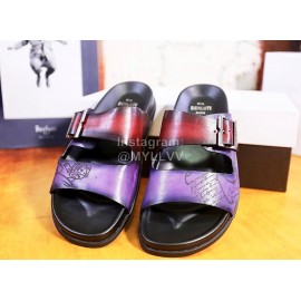 Berluti Egio Scritto Fashion Leather Slippers For Men Purple