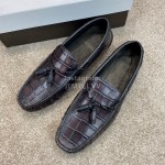 Berluti Crocodile Embossed Leather Tassel Shoes For Men