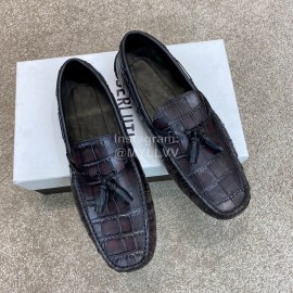 Berluti Crocodile Embossed Leather Tassel Shoes For Men