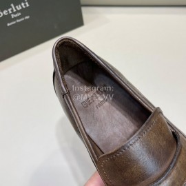 Berluti Fashion Leather Casual Shoes For Men Coffee