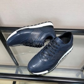 Berluti Calf Leather Casual Board Shoes For Men Navy