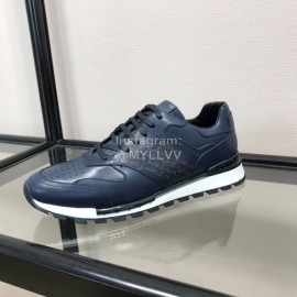 Berluti Calf Leather Casual Board Shoes For Men Navy