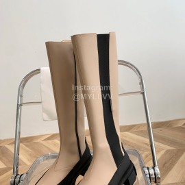 Both Soft Cow Leather Thick Soles Boots For Women Apricot