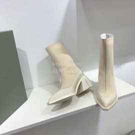 Both Spring New Leather High Heeled Boots For Women Beige