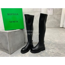 Bottega Veneta Elastic Pu Thick Bottom Over Knee Boots For Women Black