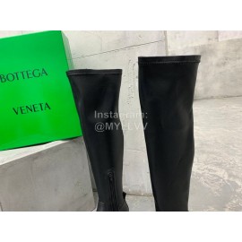 Bottega Veneta Elastic Pu Thick Bottom Over Knee Boots For Women Black