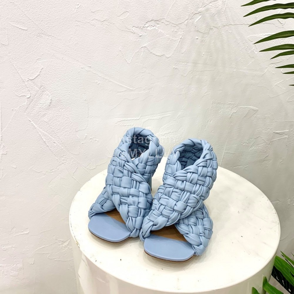 Bottega Veneta Fashion Blue Woven Sheepskin High Heel Sandals For Women