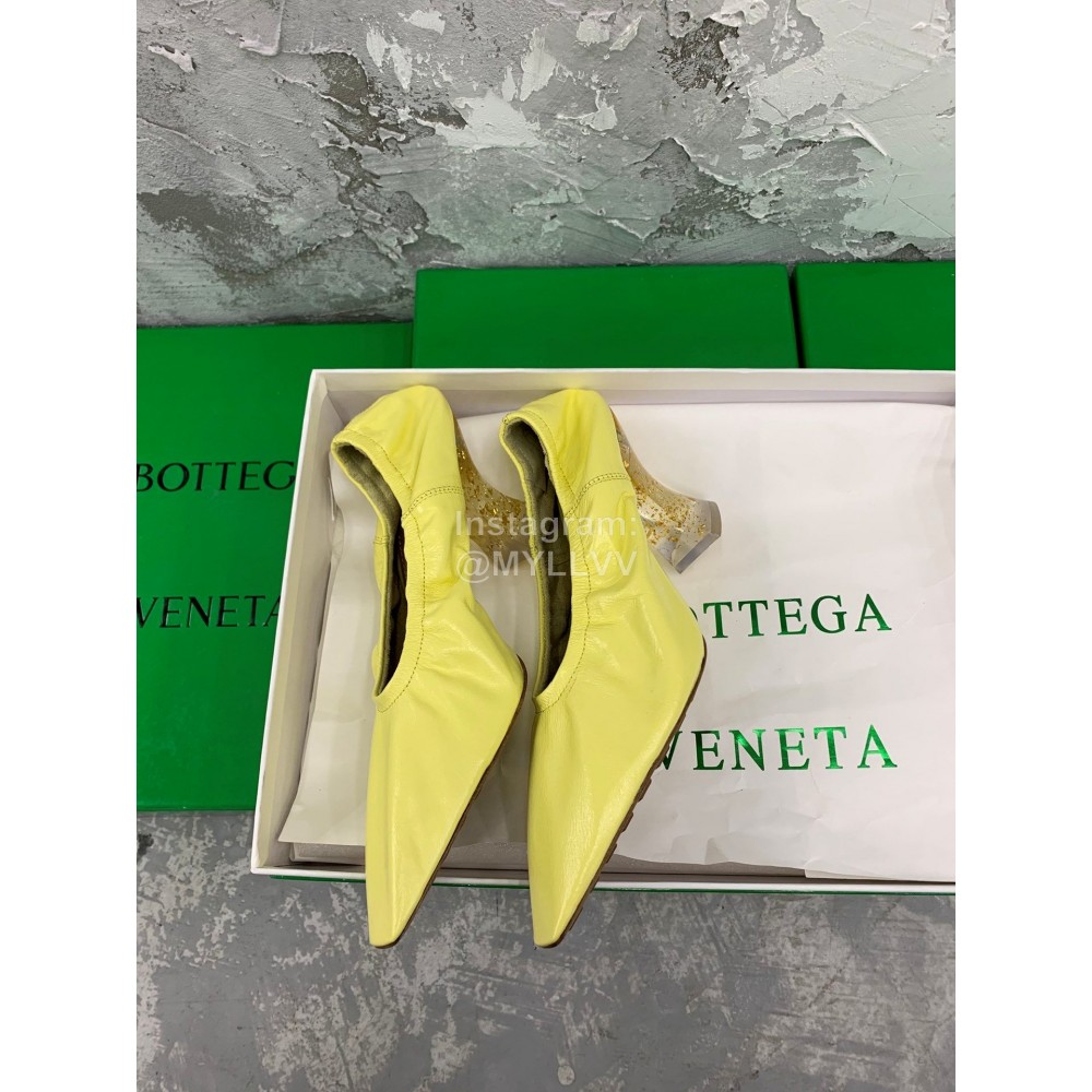 Bottega Veneta Fashion Butter Wax Leather High Heeled Shoes Yellow