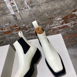 Bottega Veneta Autumn Winter Fashion Leather Short Chelsea Boots For Women White