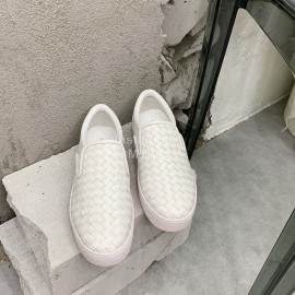 Bottega Veneta Thick Bottom Woven Casual Shoes For Men And Women White