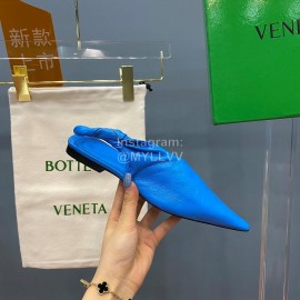Bottega Veneta Autumn New Soft Sheepskin Flat Heel Sandals Blue