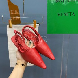 Bottega Veneta Autumn New Soft Sheepskin Flat Heel Sandals Red