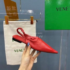 Bottega Veneta Autumn New Soft Sheepskin Flat Heel Sandals Red