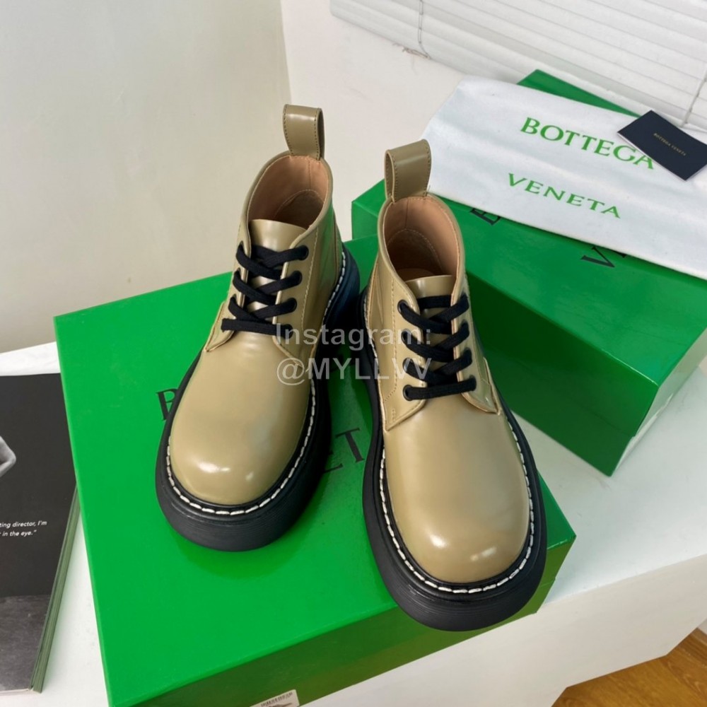 Bottega Veneta Cowhide Thick Soled Lace Up Shoes For Women Green