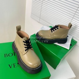Bottega Veneta Cowhide Thick Soled Lace Up Shoes For Women Green