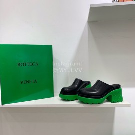 Bottega Veneta Autumn Winter New Calf Leather Thick High Heel Sandals Green