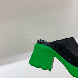 Bottega Veneta Autumn Winter New Calf Leather Thick High Heel Sandals Green