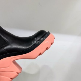 Bottega Veneta Autumn Winter New Calf Leather Thick High Heel Boots Pink