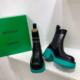 Bottega Veneta Autumn Winter New Calf Leather Thick High Heel Boots Blue