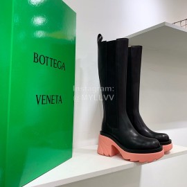Bottega Veneta Autumn Winter New Calf Leather Thick High Heel Long Boots Pink